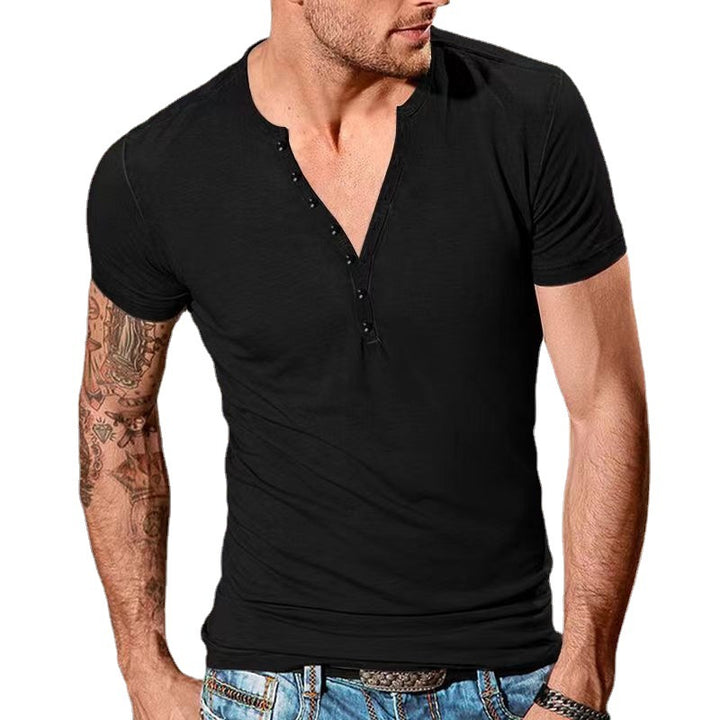 Herrer Fritid Kortærmet Henley T-Shirt Stilla 1752037952