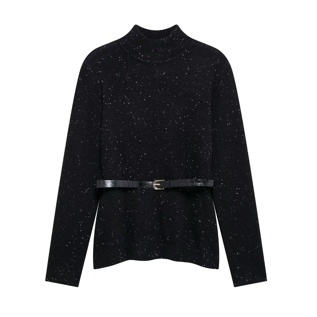 Femme Cozy Rullekravepullover med justerbart bælte Stilla