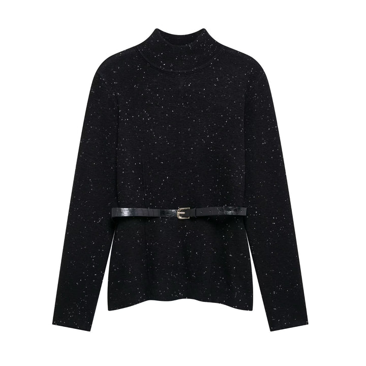 Femme Cozy Rullekravepullover med justerbart bælte Stilla