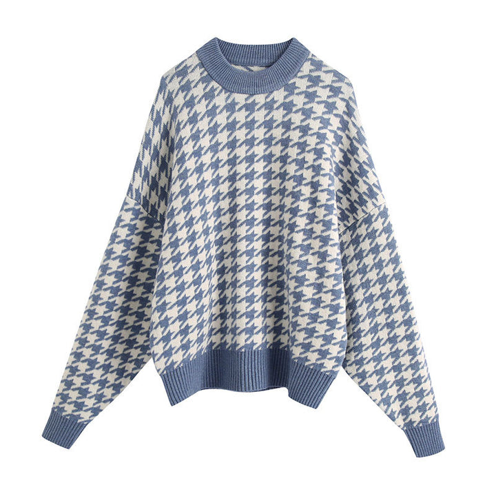 Femme Hahnentritt Overdimensioneret Strikpullover Stilla