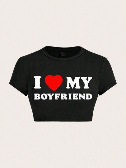 Damer Crop-T-shirt med kreativt uforglemmeligt statement Skovae
