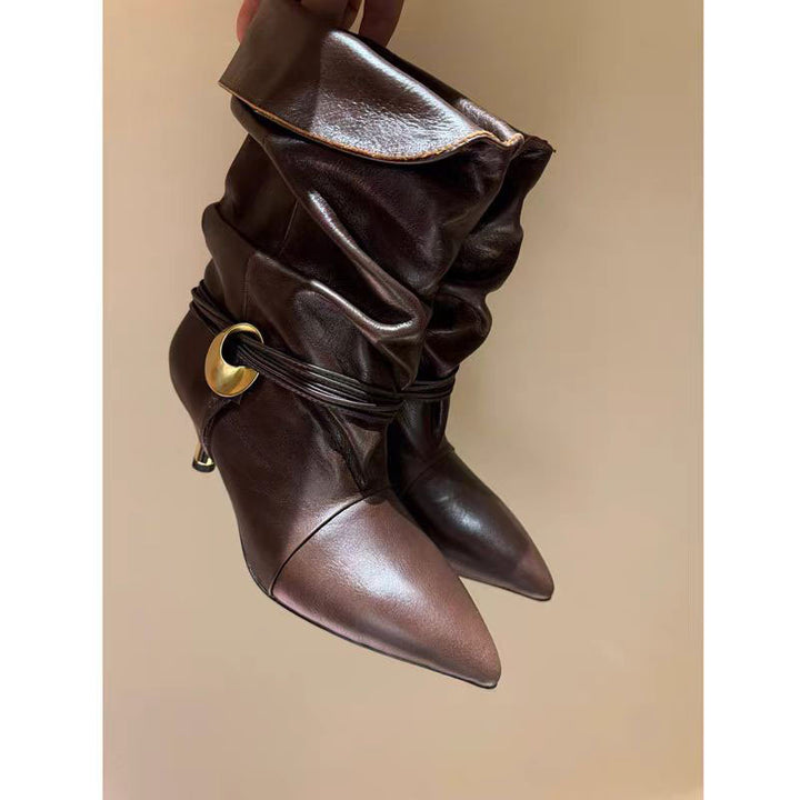 Femme Slouchy Spids-Toe Hæle-Støvler Stilla