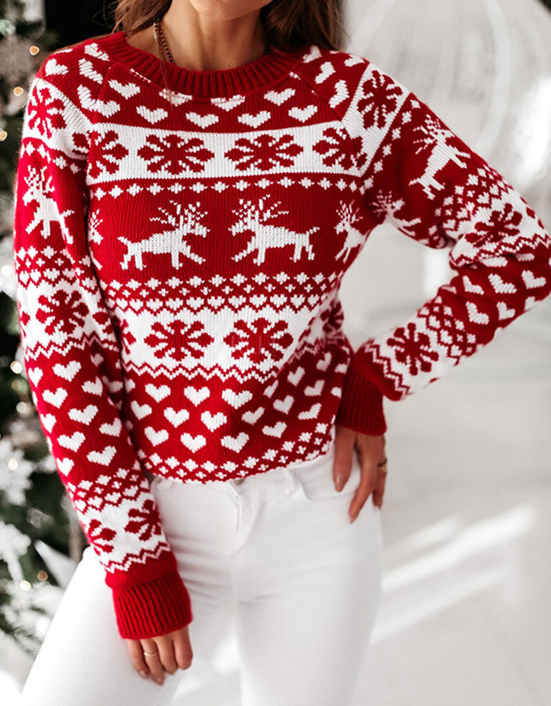 Kvindernes hyggelige julesweater med traditionelt mønster Stilla