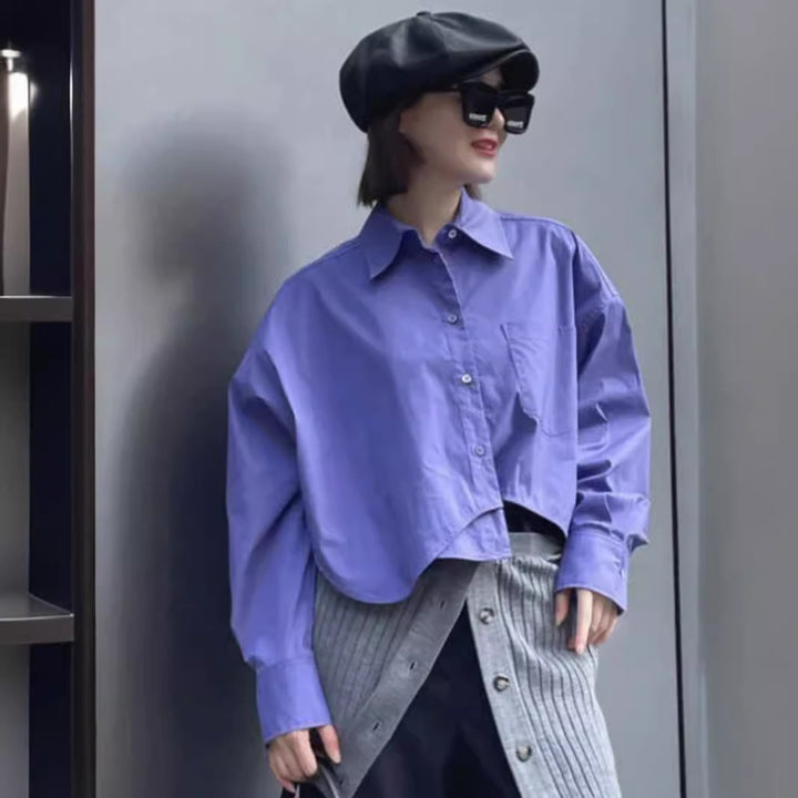 Kvindernes fashionable cropped bluse med oversized fit Stilla