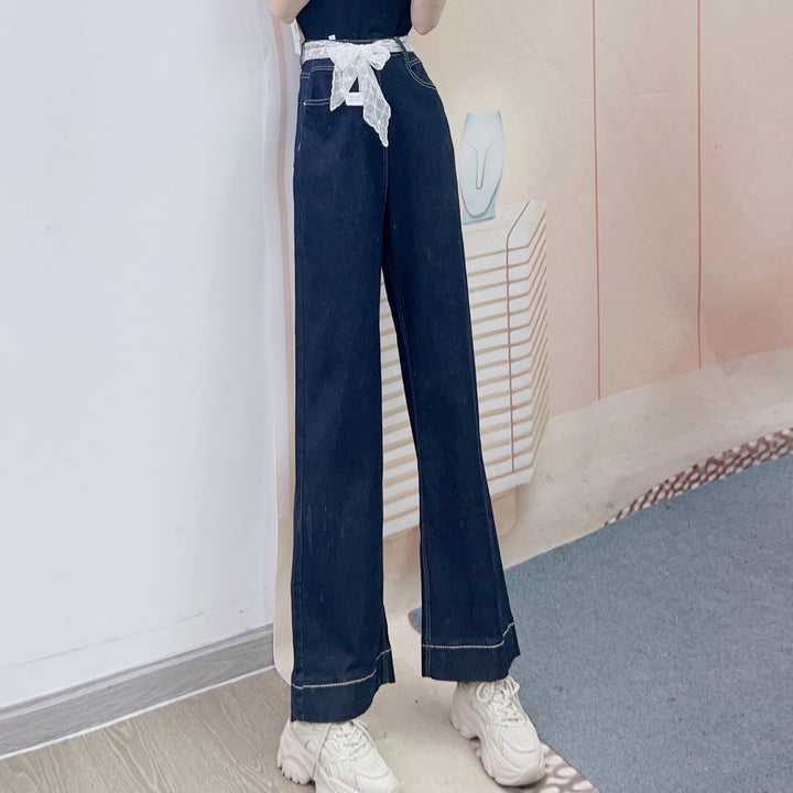 Dame brede jeans med elegant sløjfebinding og stilfuldt design Stilla
