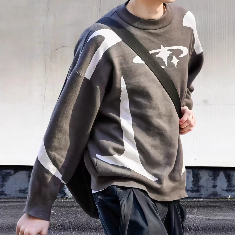 Herrer trendy sweatshirt med markant grafisk mønster og løs pasform Stilla