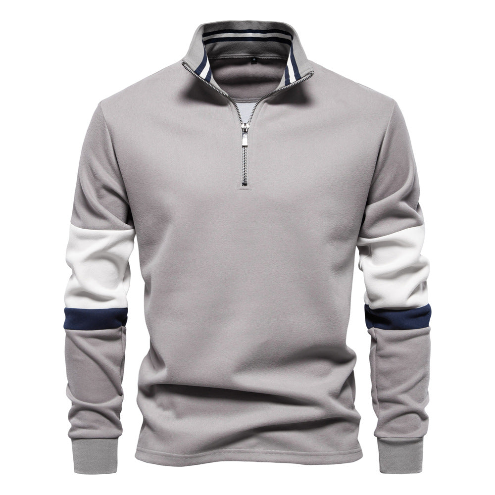 Herrer fleecepullover med krave og moderne lynlåsd design Stilla