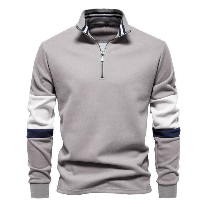 Herrer fleecepullover med krave og moderne lynlåsd design Stilla
