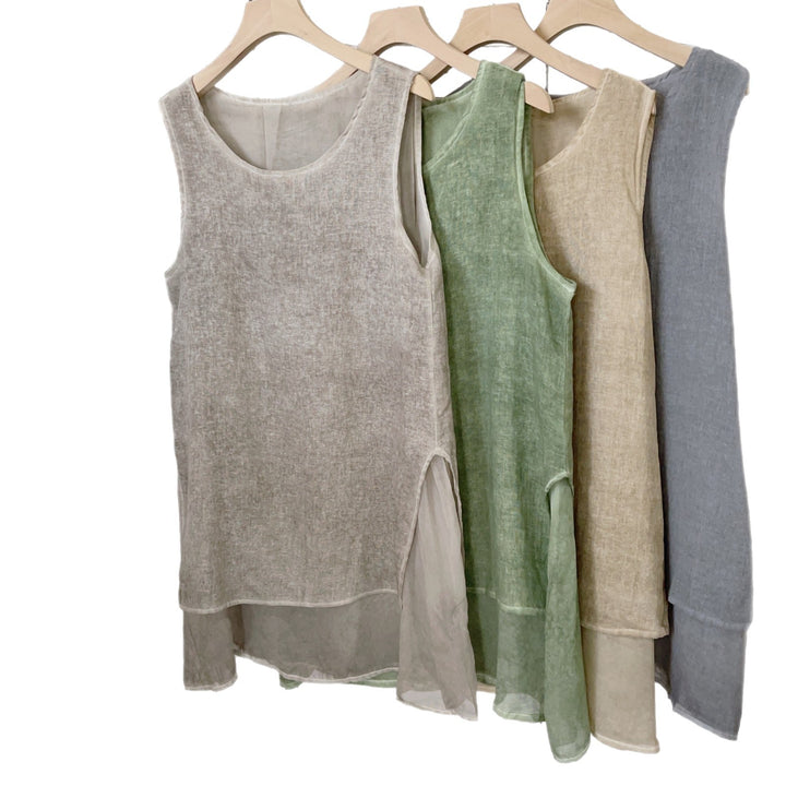 Femme Breezy Linned Maxi Kjole med Højslids Detalje Stilla