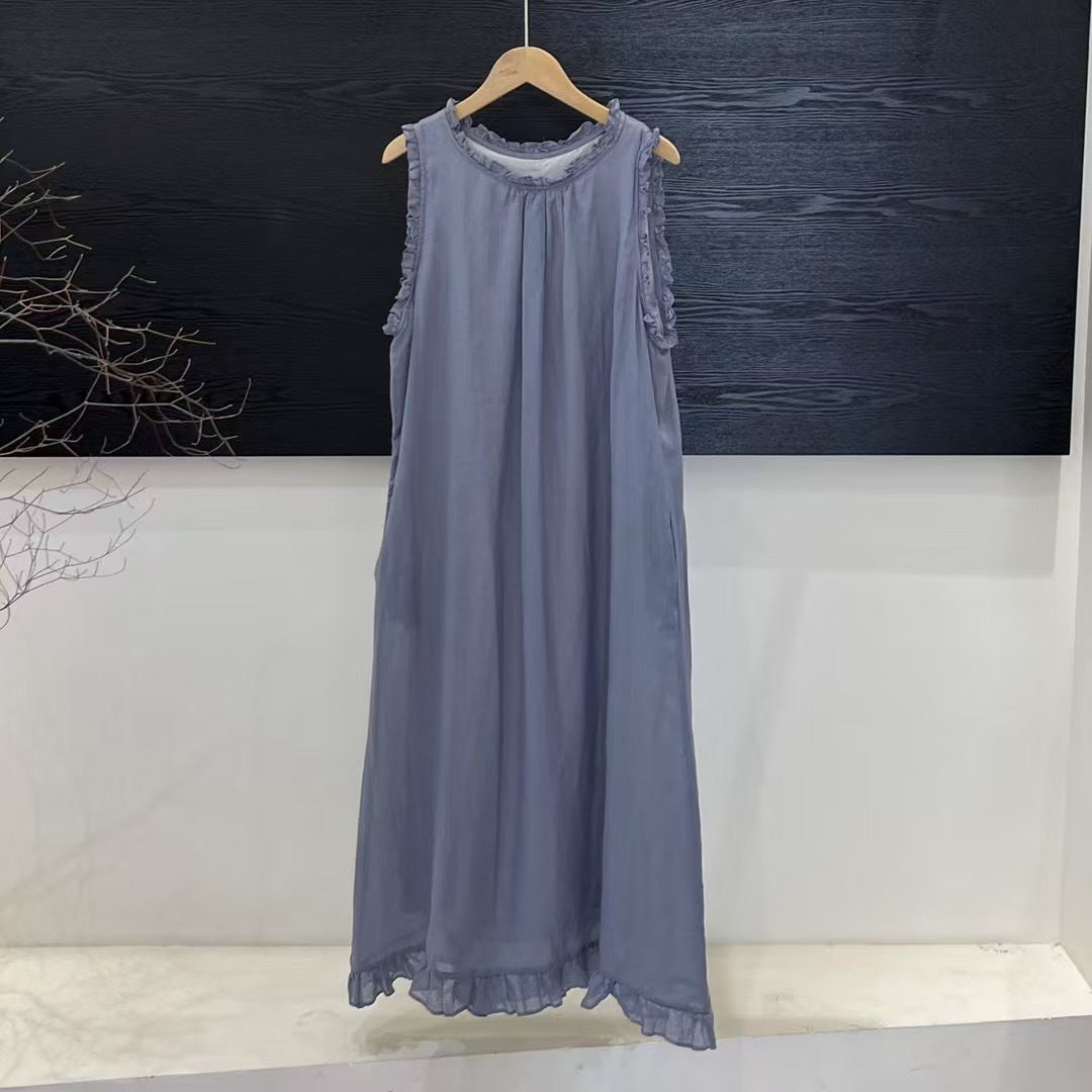 Femme Elegante Rynkende Lange Maxi Kjole Stilla