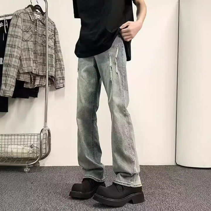 Herrer Mode Vintage-jeans med destroyed-detaljer og komfortabel pasform Stilla