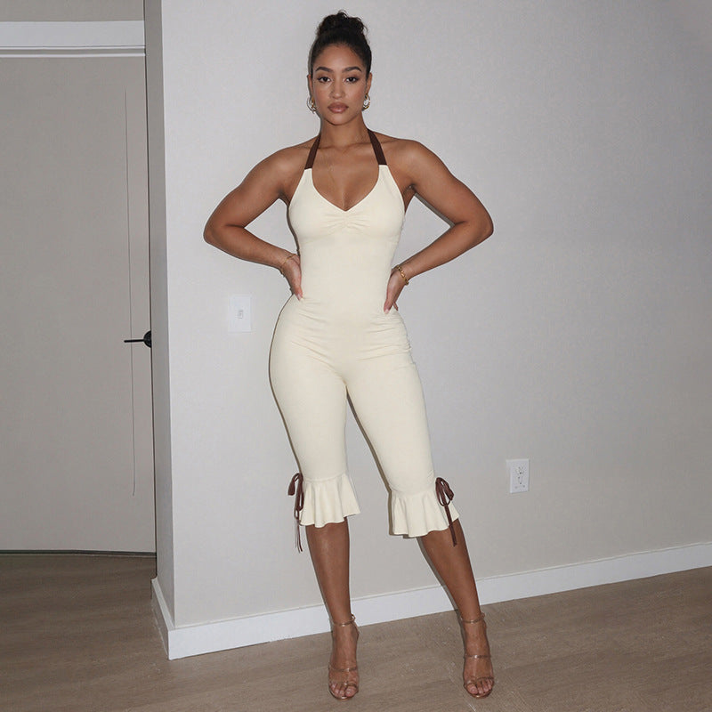 Dame Elegant jumpsuit med indpakningsdetaljer og flydende ben Skovae