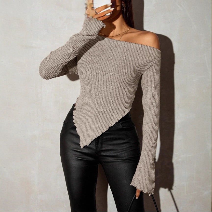 Dame asymmetrisk rib-top Stilla