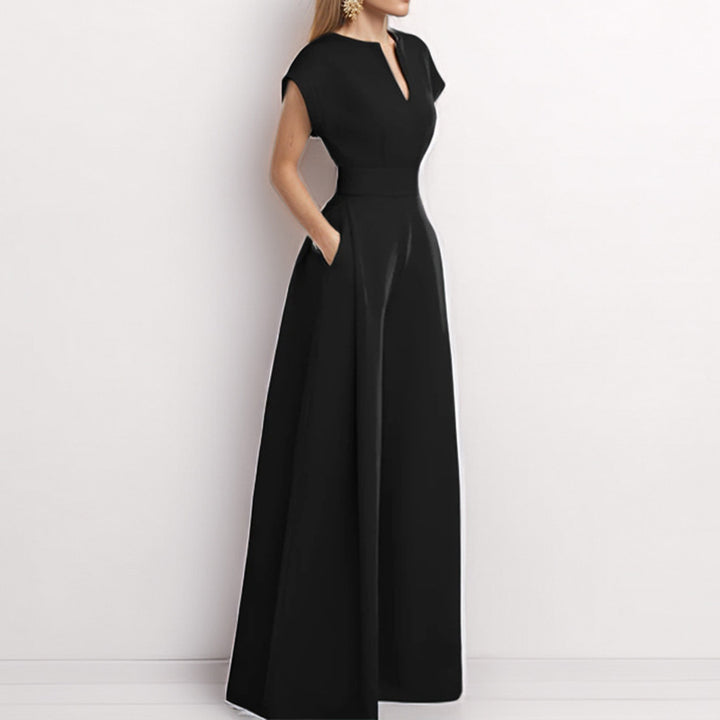 Dame elegant jumpsuit med bred ben og flot V-udskæring Stilla