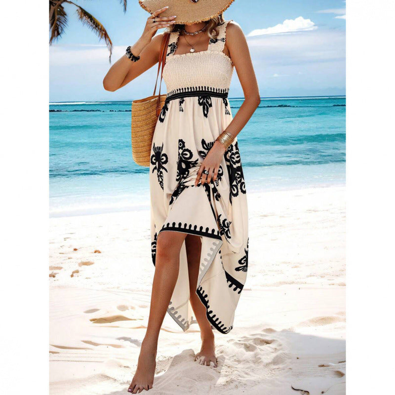 Dame High-Low Maxi Kjole med rynket top Stilla