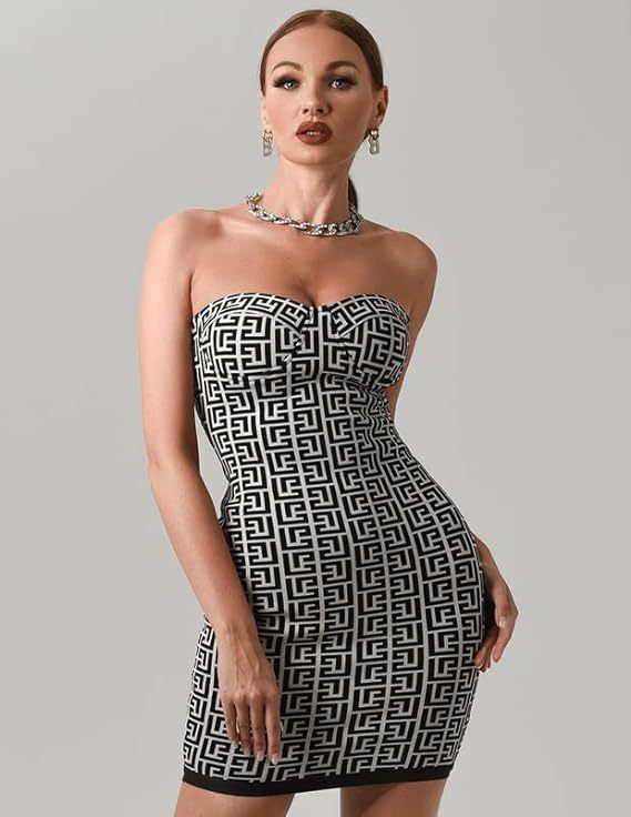 Dame Strapless Kjole med struktureret mønster Stilla
