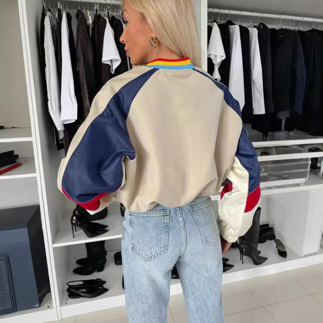 Kvinders sporty bomberjakke med farveblokdesign og elastiske manchetter Stilla