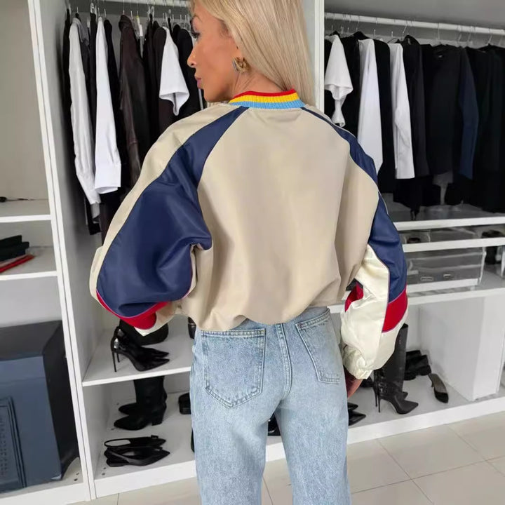 Kvinders sporty bomberjakke med farveblokdesign og elastiske manchetter Stilla