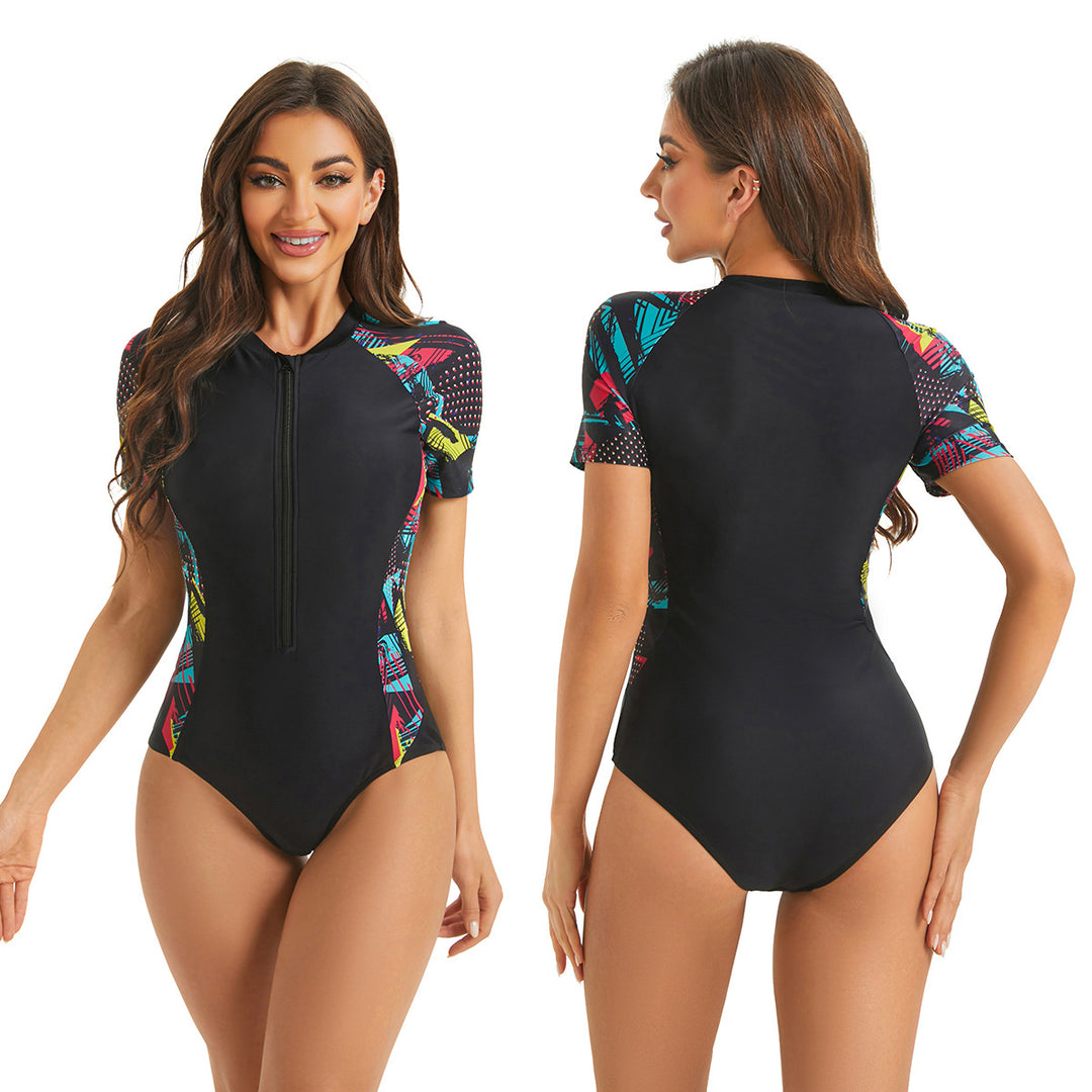 Dame Lynlås Kortærmet Rash Guard Badedragt Stilla