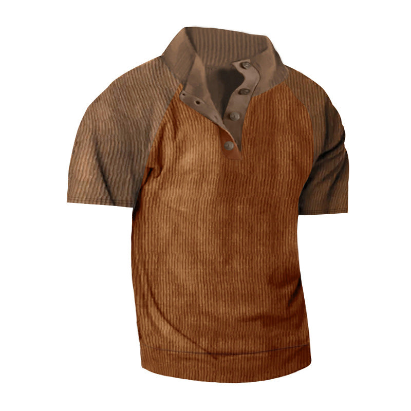 Herre Kortærmet Henley T-shirt med moderne strukturdesign Stilla