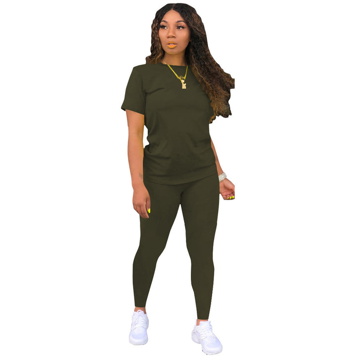 Dame Sporty Sæt med behagelig T-shirt og tætsiddende leggings Stilla