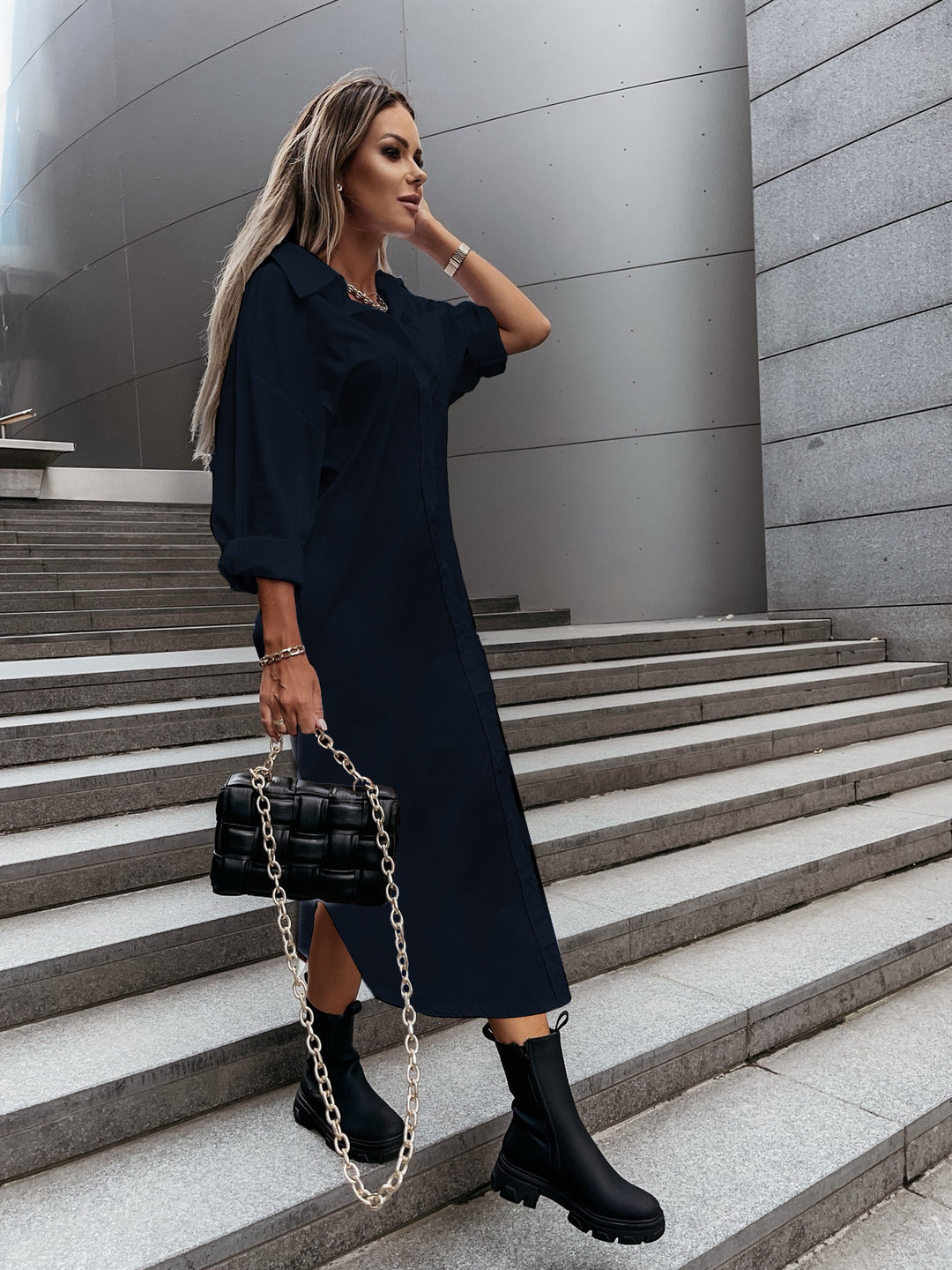 Dame Oversized Skjortekjole Stilla