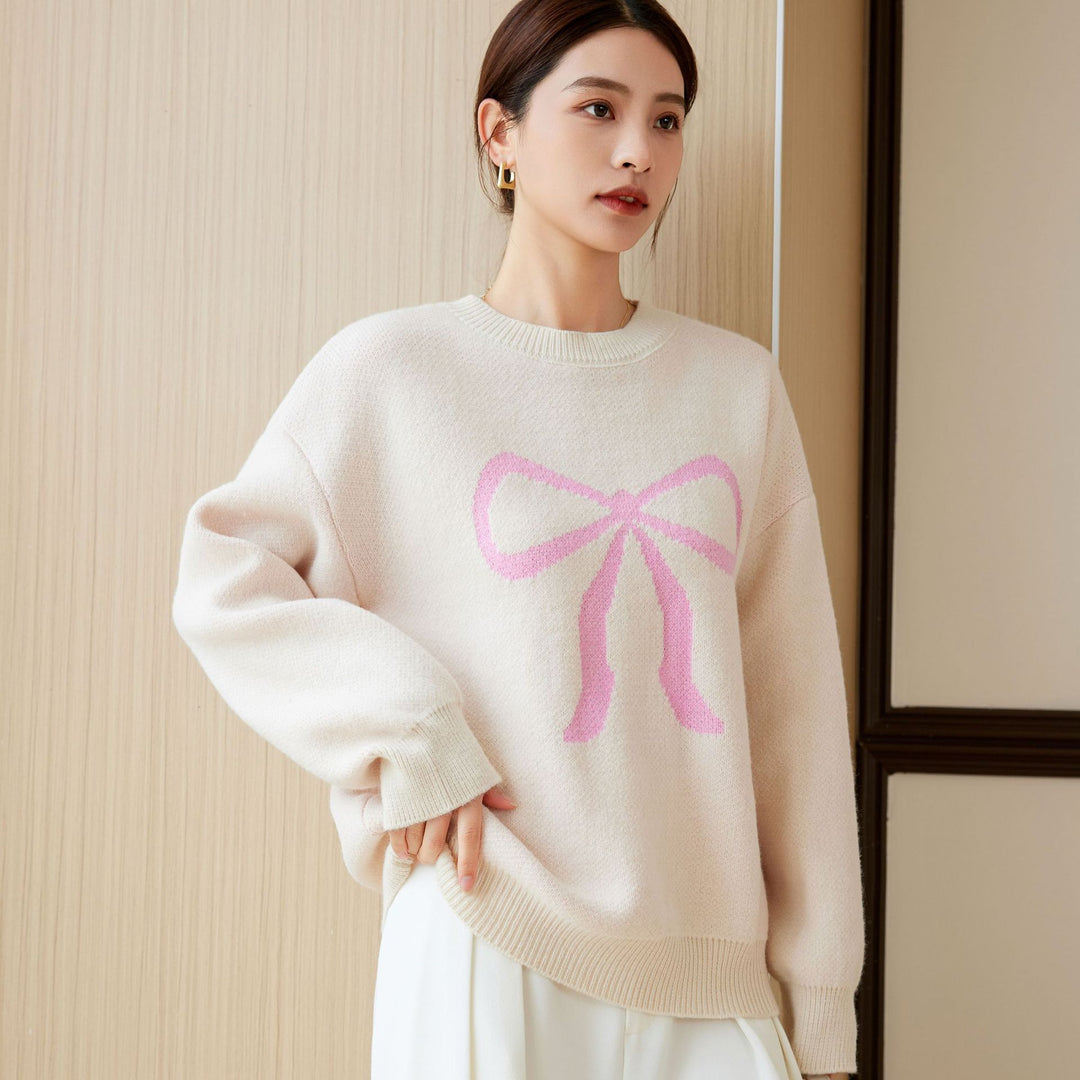 Kvinders oversized sweater med legende sløjfemotiv Stilla