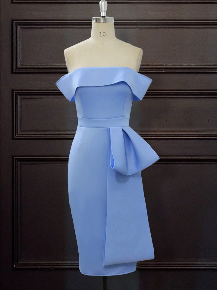 Dame Elegant Off-Shoulder Kjole med dekorativt Rüschensaum og asymmetrisk Detalje Skovae