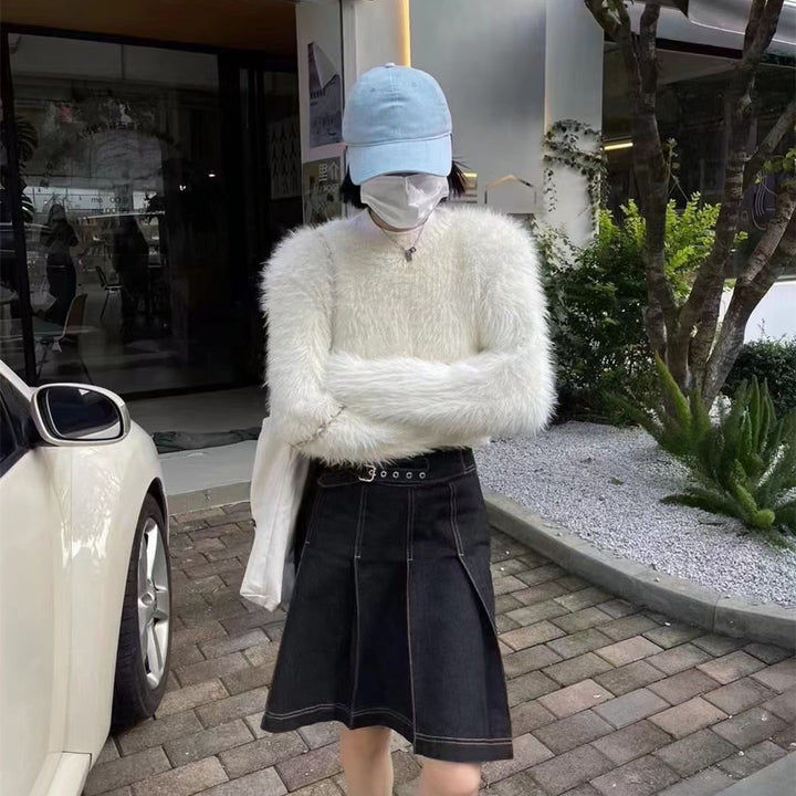 Femme Fluffy Strikpullover Sweater Stilla