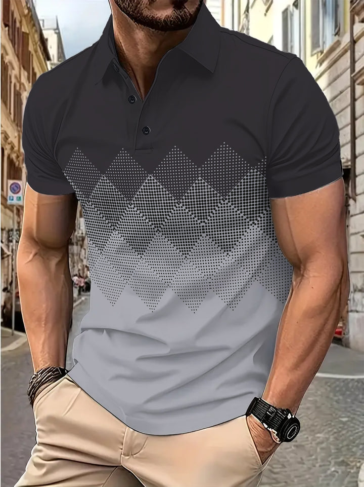Herrer poloshirt med moderne geometriske mønstre og åndbare egenskaber Stilla
