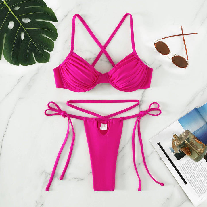 Dame Push-Up Bikini-Sæt med krydsede stropper Skovae