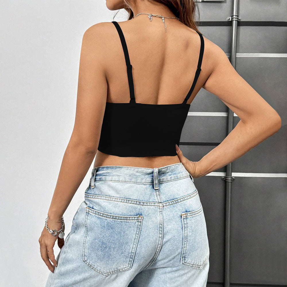 Dame cropped top med knudeformet design og skulderfri stropper Skovae