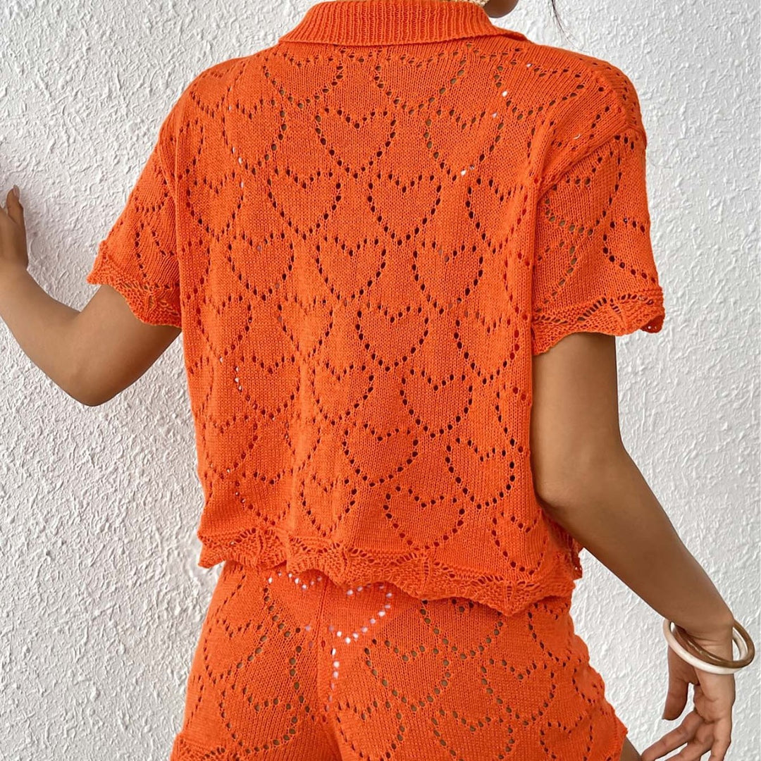 Dame luftig hæklede shorts og oversized cardigan Stilla