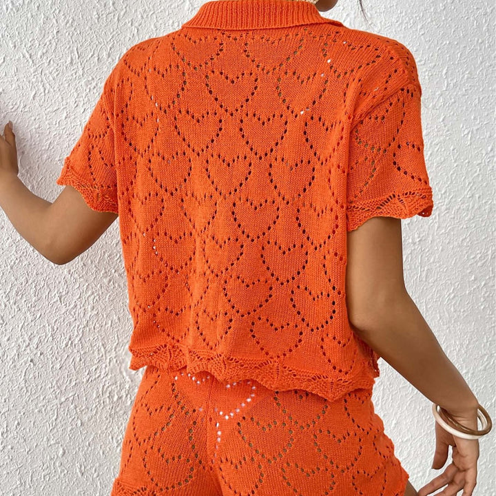 Dame luftig hæklede shorts og oversized cardigan Stilla