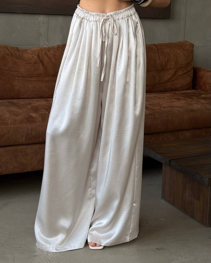 Kvinders elegante brede satinbukser Stilla