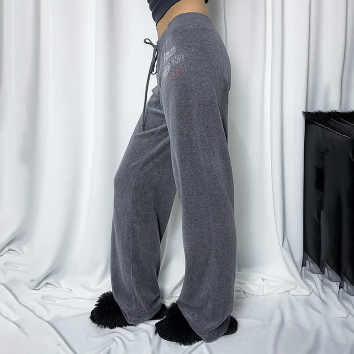 Damer Flared Sweatpants med justerbar talje og stilfuld tekst Skovae
