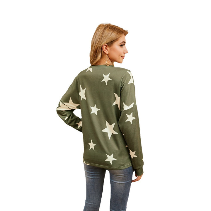 Dame mode sweatshirt med stjernemønster og twist-detaljer Stilla