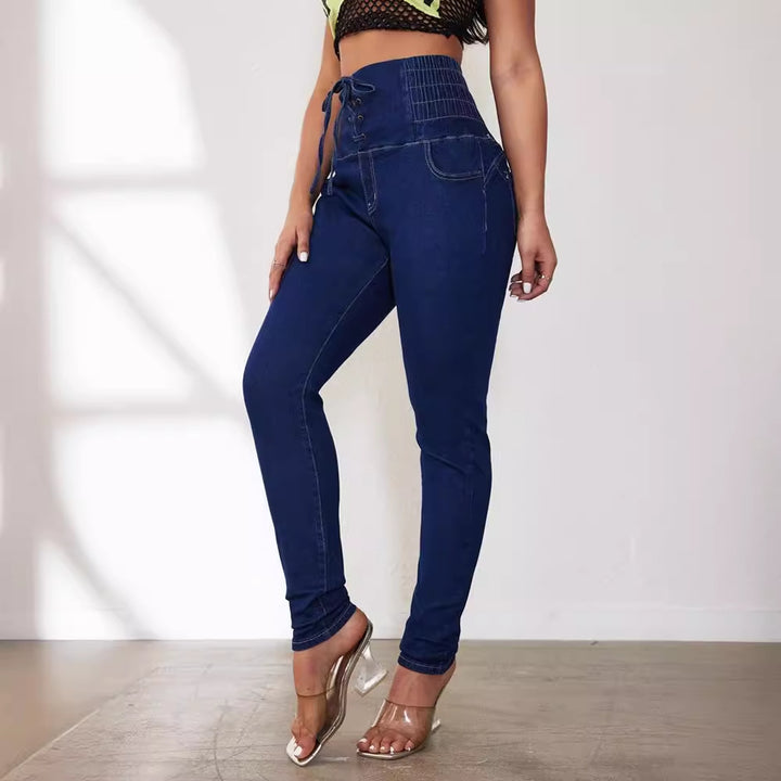 Damer Højtaljede Jeans med Snørring og Slim Fit Snit Stilla