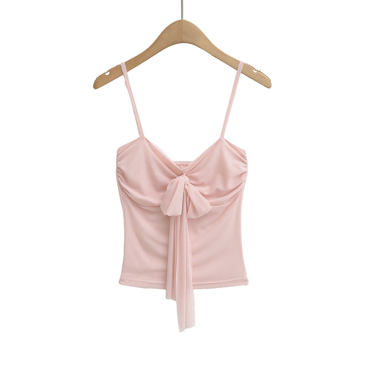 Damer bomulds crop-top med legende knude og sart stropdesign Stilla