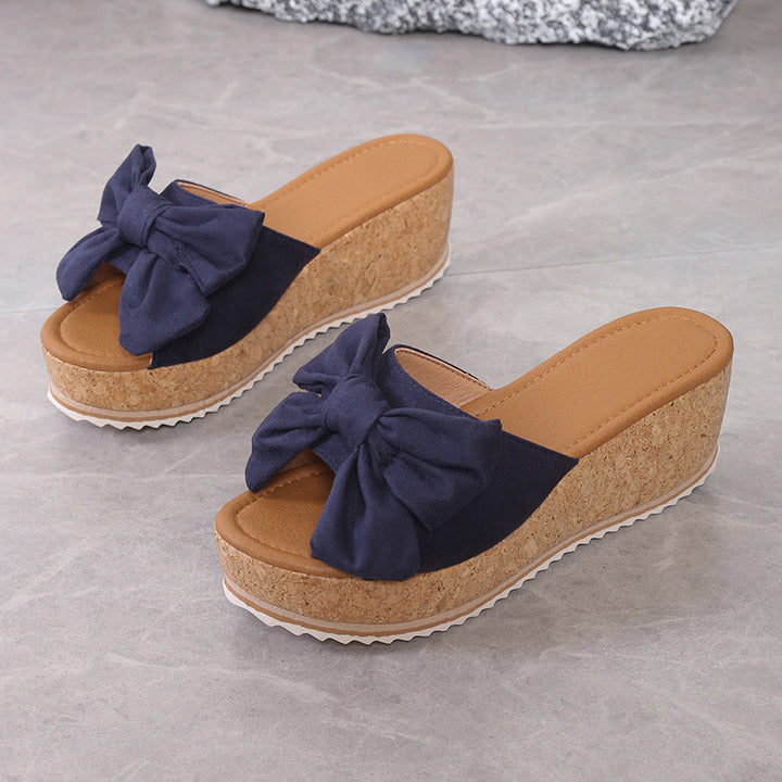 Dame Wedge-sandaler med dekorativt sløjfe-detail og kork-såler Stilla