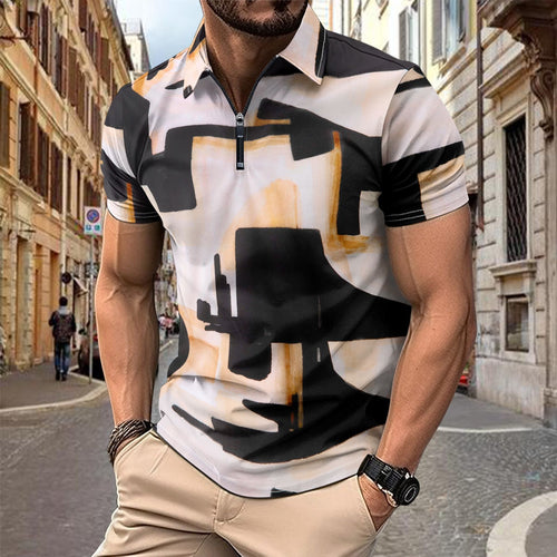 Herre Sporty Korte Ærmer Skjorte med Moderne Grafisk Design Stilla