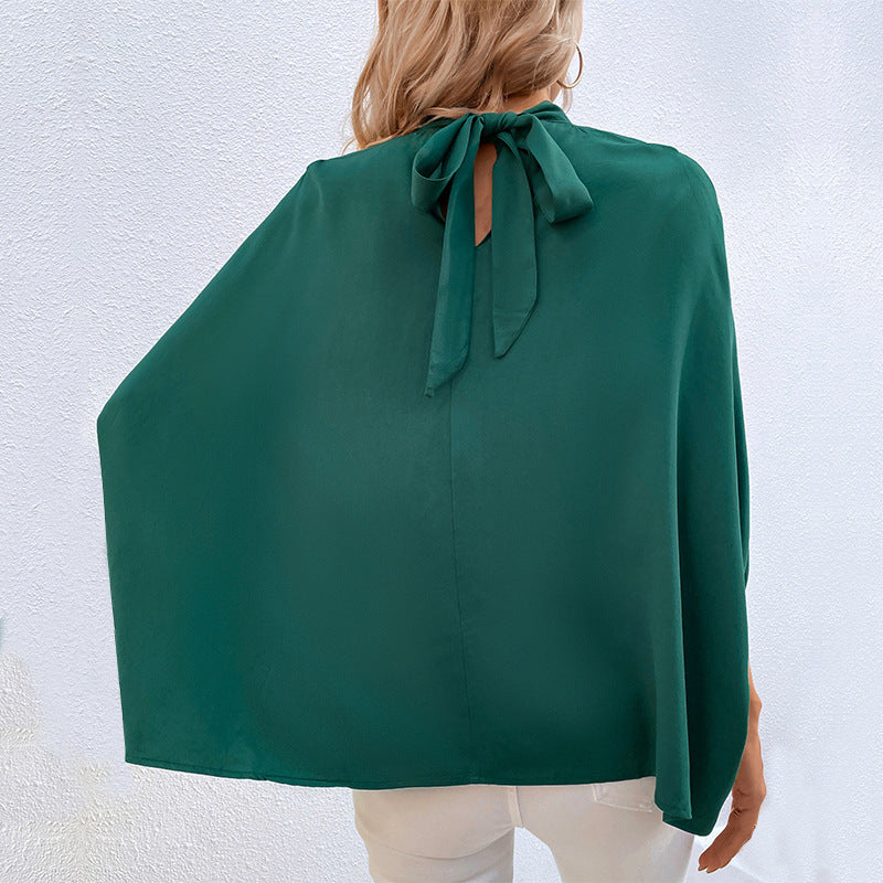 Dame top Elegant højkrave bluse med slids i siden Stilla