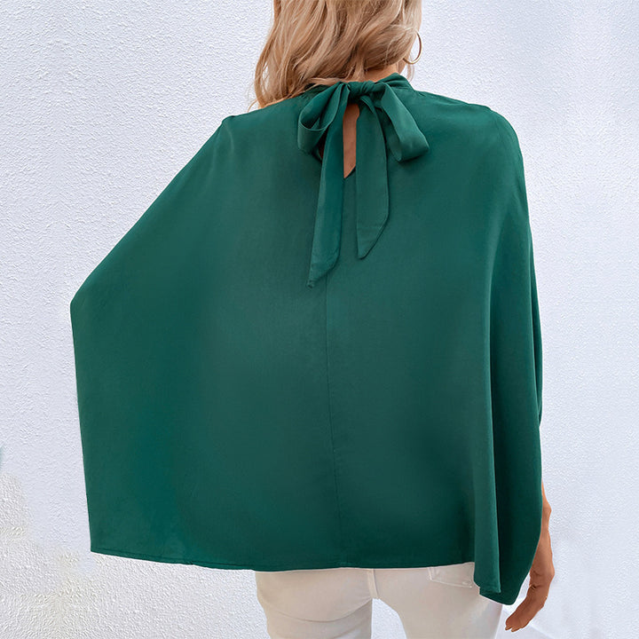 Dame top Elegant højkrave bluse med slids i siden Stilla