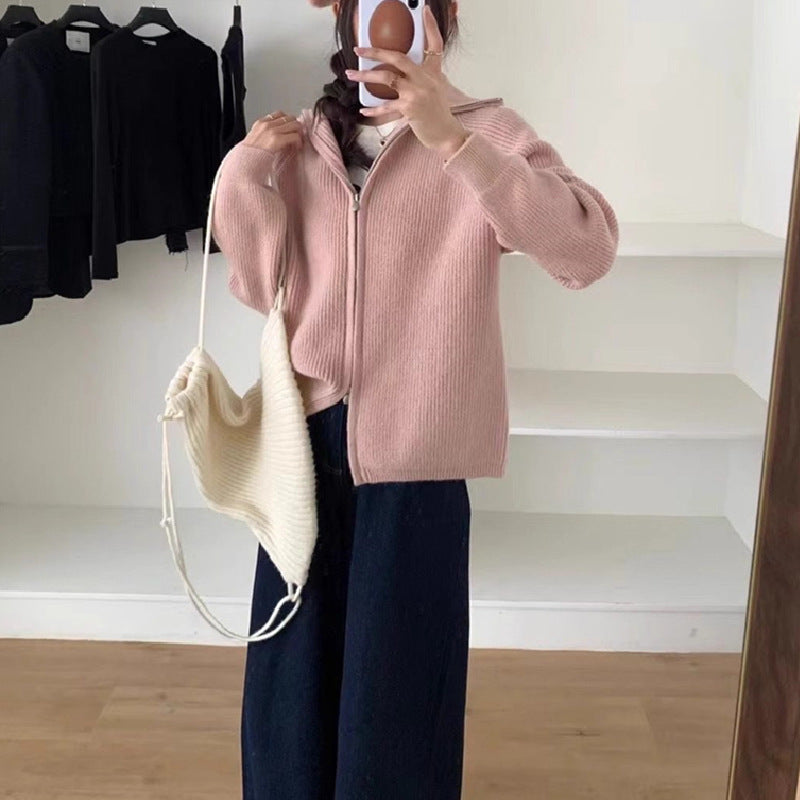 Kvinder cardigan med fastgjort lynlås og oversized snit Stilla