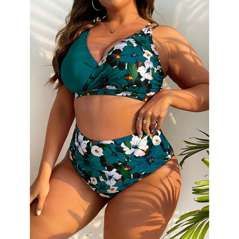 Dame Højskåret Bikini med blomsterwrapdesign Skovae