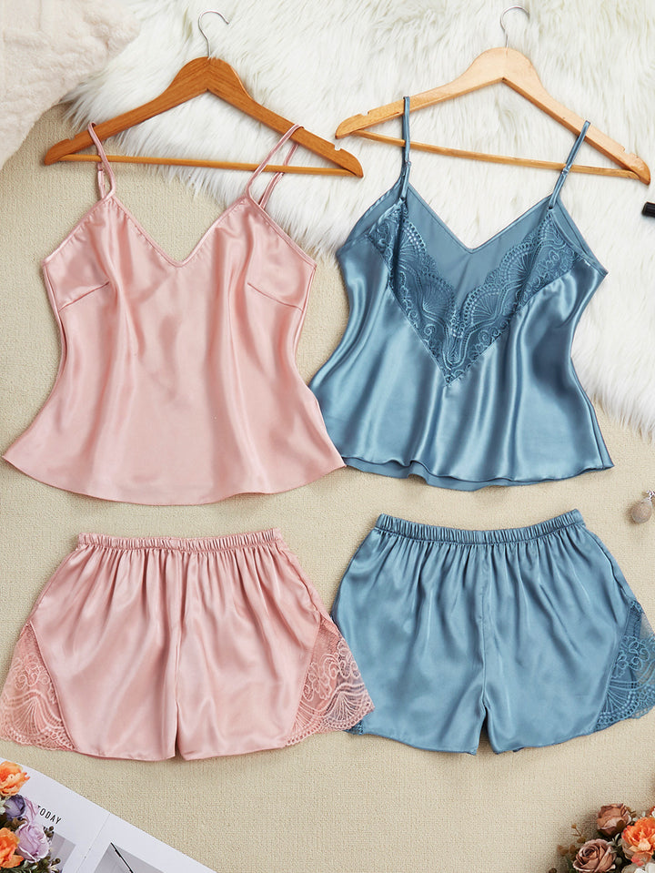 Dame Satin Camisole og Shorts Nattøj Stilla