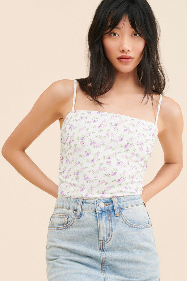 Femme Justerbare Spaghetti-strop Blomster top Stilla