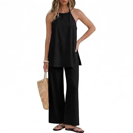 Dame Let og luftig sommerbukser med tanktop Skovae