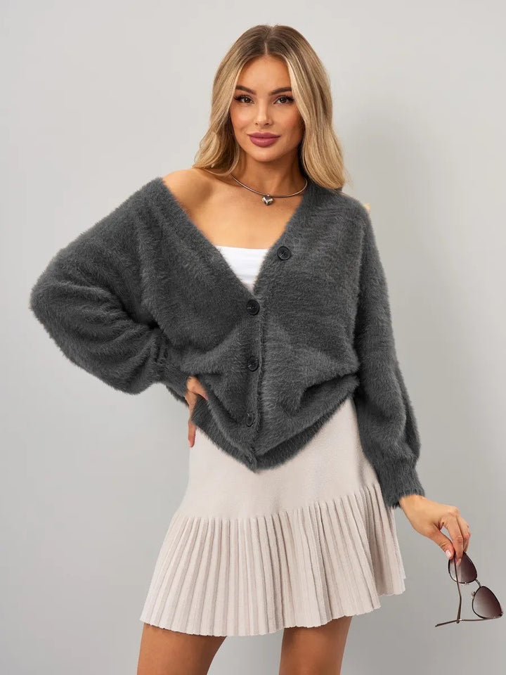 Femme Oversize Knapper Fuzzy Strik cardigan Stilla