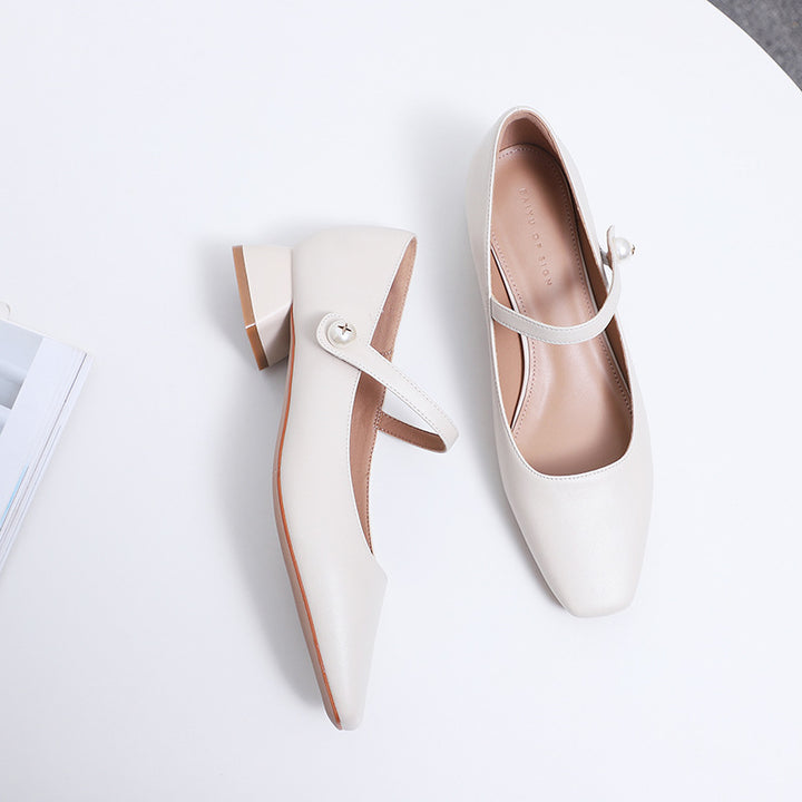 Femme Klassiske Firkantetåede Mary Jane Ballerinas med Elegant Remdetalje Stilla